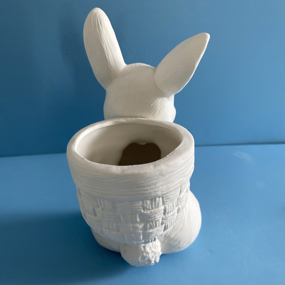 Ceramic Bisque Easter Bunny With Basket Ready To Paint