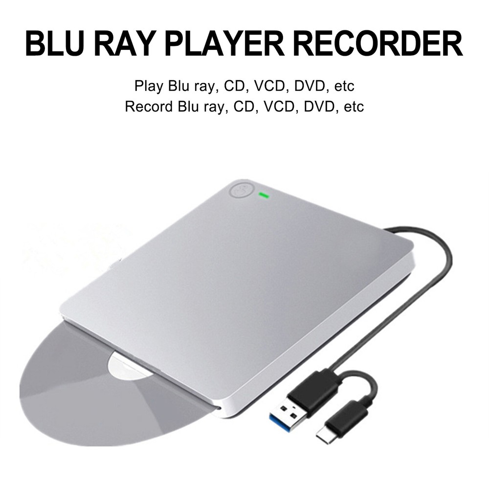 Genuine Bluray Burner External USB 3.0 Player DVD CD BD Recorder Drive Silver US