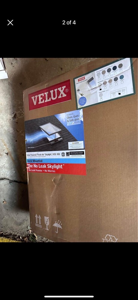 VELUX Solar Powered Curb Mount Skylight with blinds - Gray/White