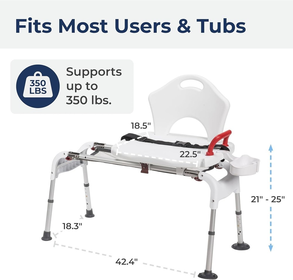 Folding Universal Sliding Transfer Bench - White