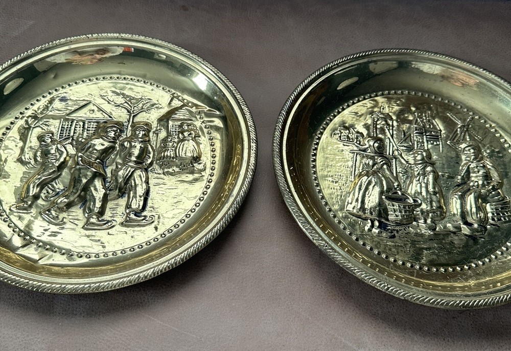 Vintage Brass Tin Gold Wall Decorative Plates