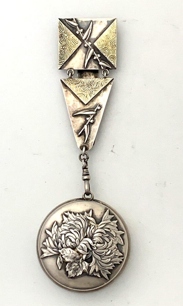Shiebler CHRYSANTHEMUM AESTHETIC Sterling Chatelaine PILL BOX Mono Maggie