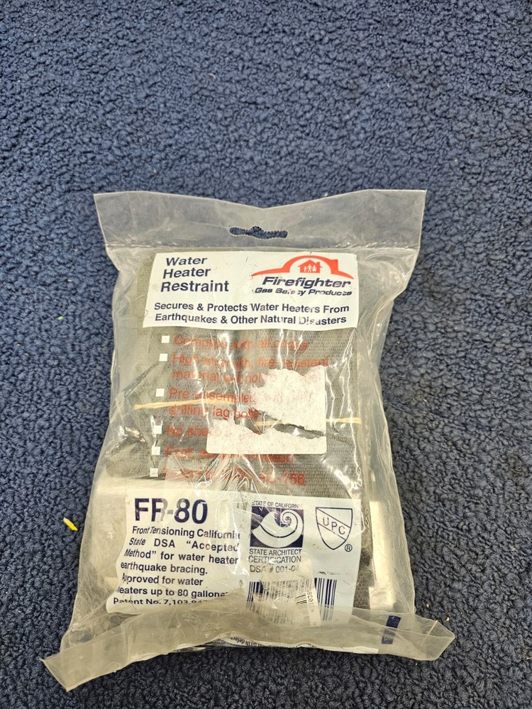 Firefighter FR-80: Soft Belt Style Water Heater Earthquake Strap Up to 80 Gal