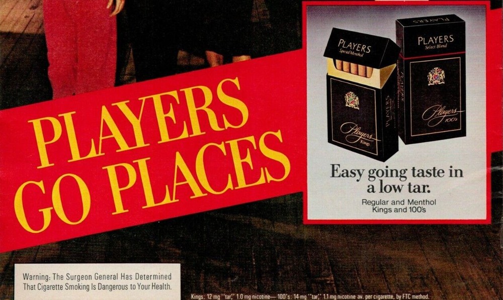 1984 Players Cigarettes Vintage Print Ad (L8)