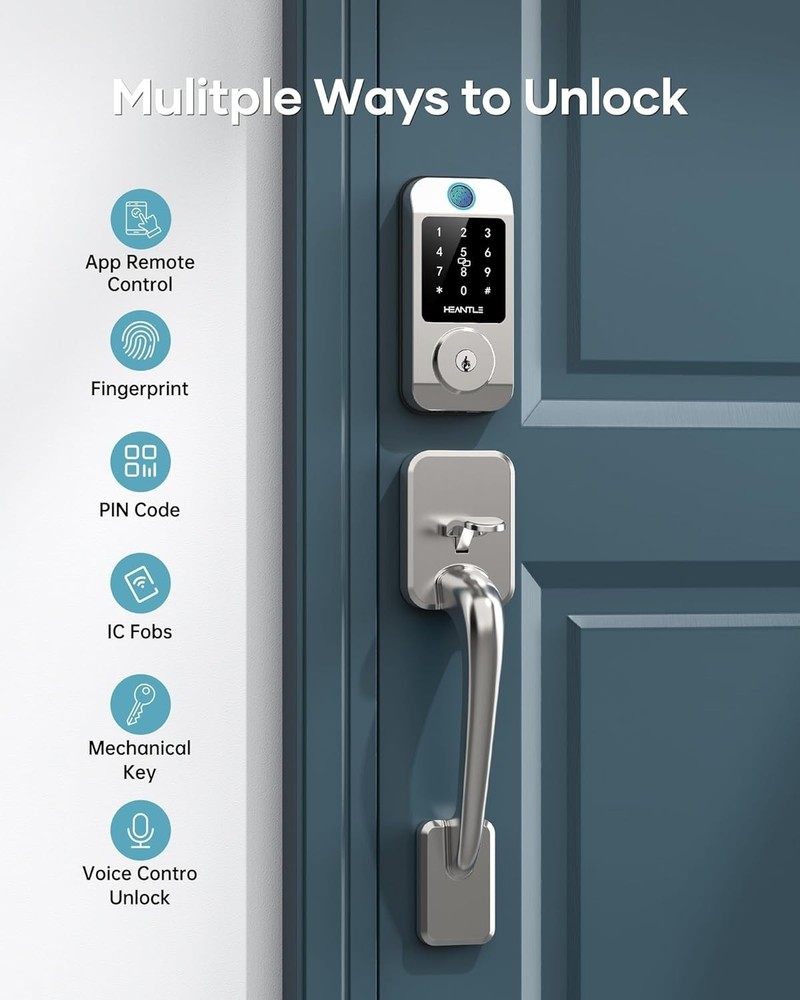 WiFi Front Door Lock Set with Handle Keyless Entry Digital Keypad Smart Deadbolt