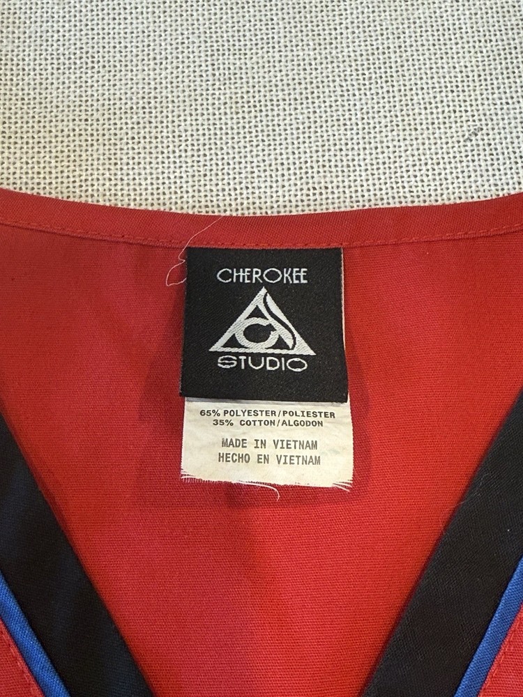 Cherokee Studio Red Scrubs Set Top and Pants
