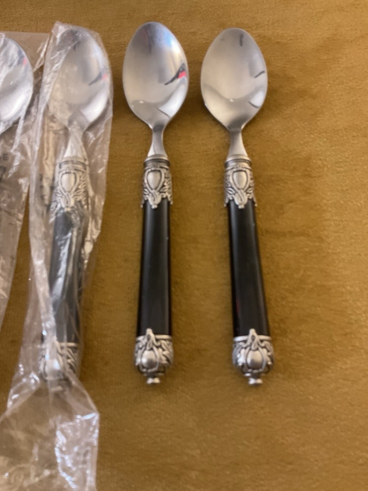 (4) TEASPOONS Home Essential RENAISSANCE BLACK