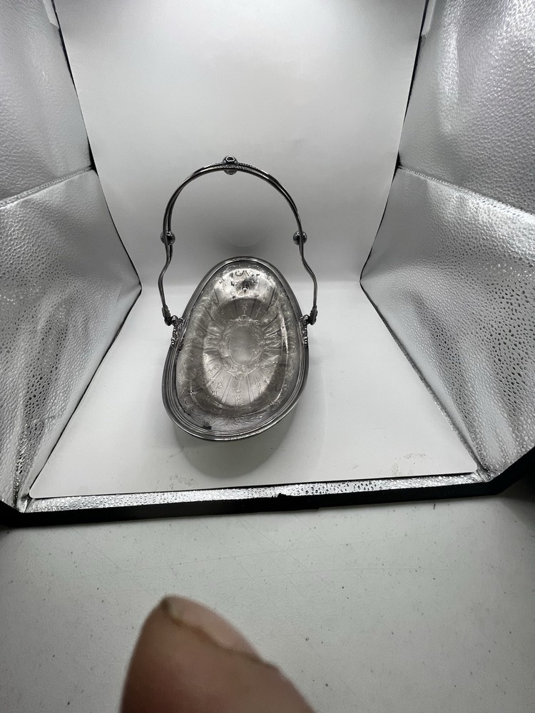7x13 Silver Plated Platter With Handle And Feet