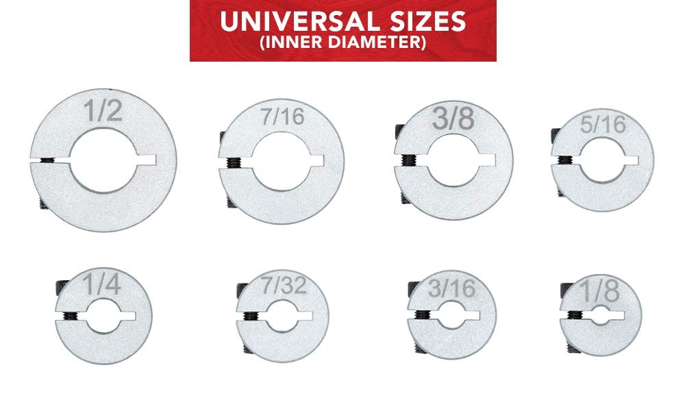 Professional Stop Collar Set - Drill Bit Depth - 8 Piece Kit white