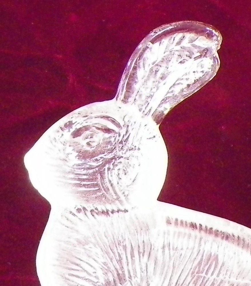 Rabbit Easter Bunny Candy Container Clear Pressed Glass Millstein 4.5in Vintage
