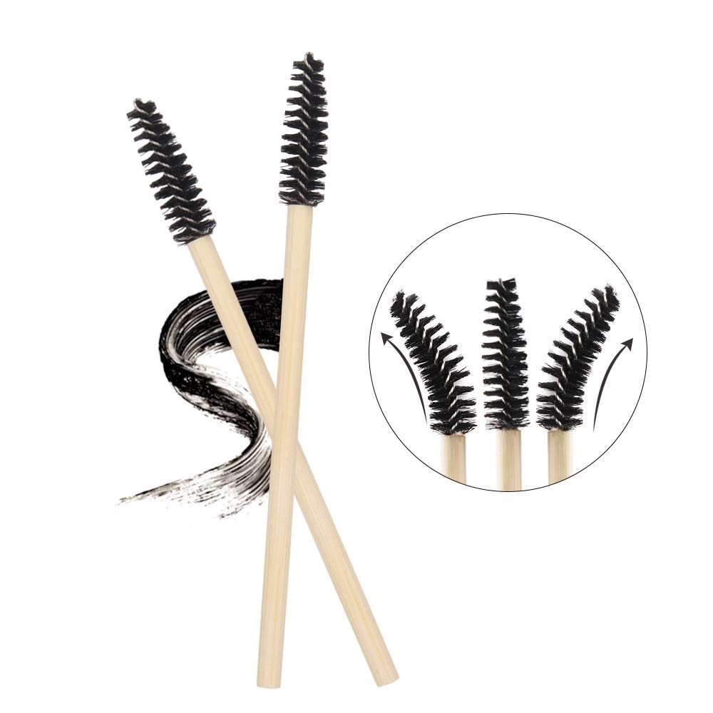 100 Pack Disposable Bamboo Handle Mascara Wands for Eyelash Extensions