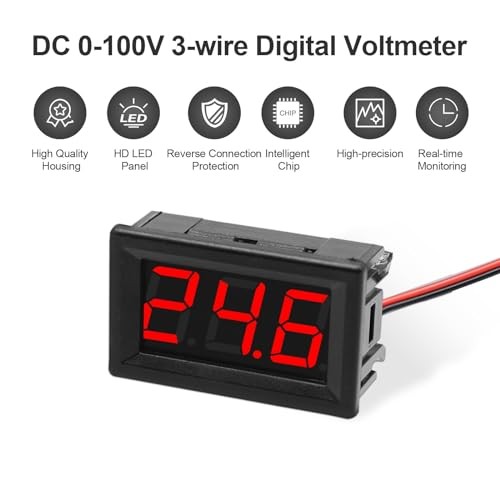 2Pack DC0-100V Mini Voltmeter Voltage Tester DC Voltage Gauge Voltage