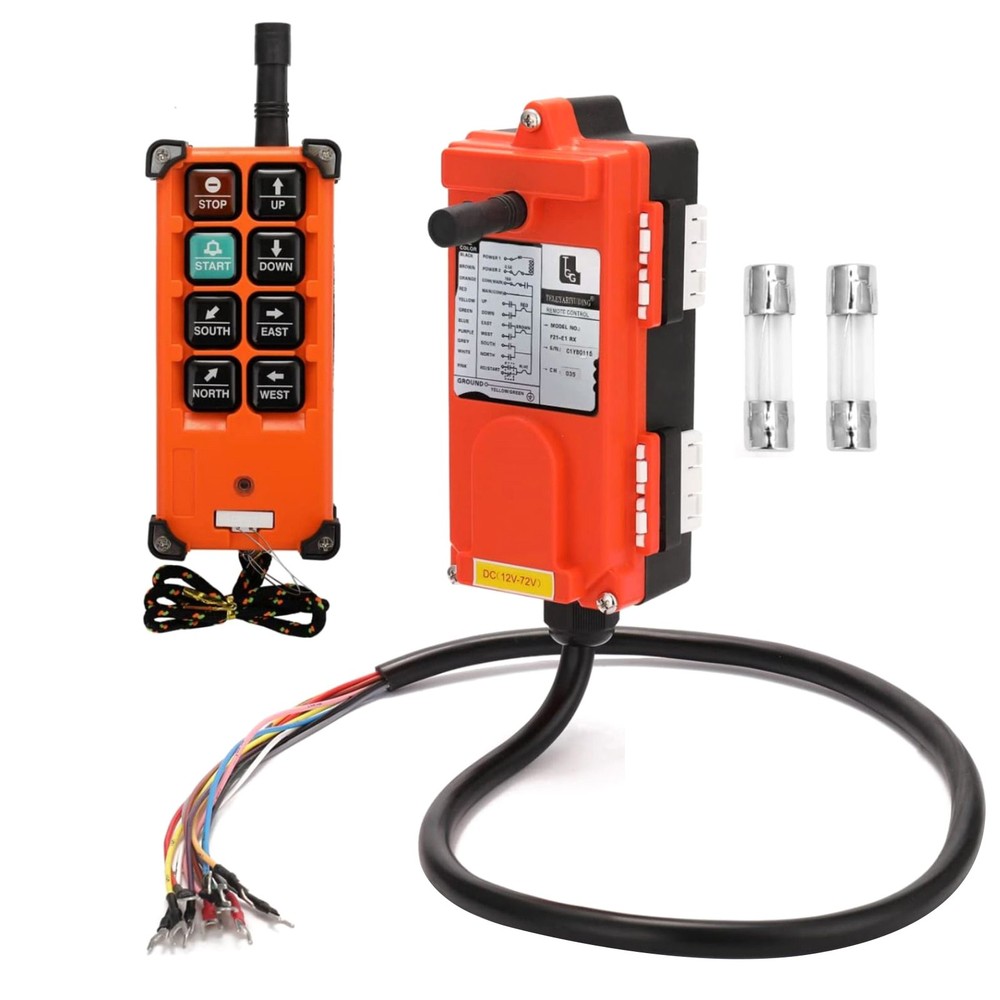 8 Buttom Transmitter+Receiver 12-72V Wireless  Remote Control For Hoist Crane