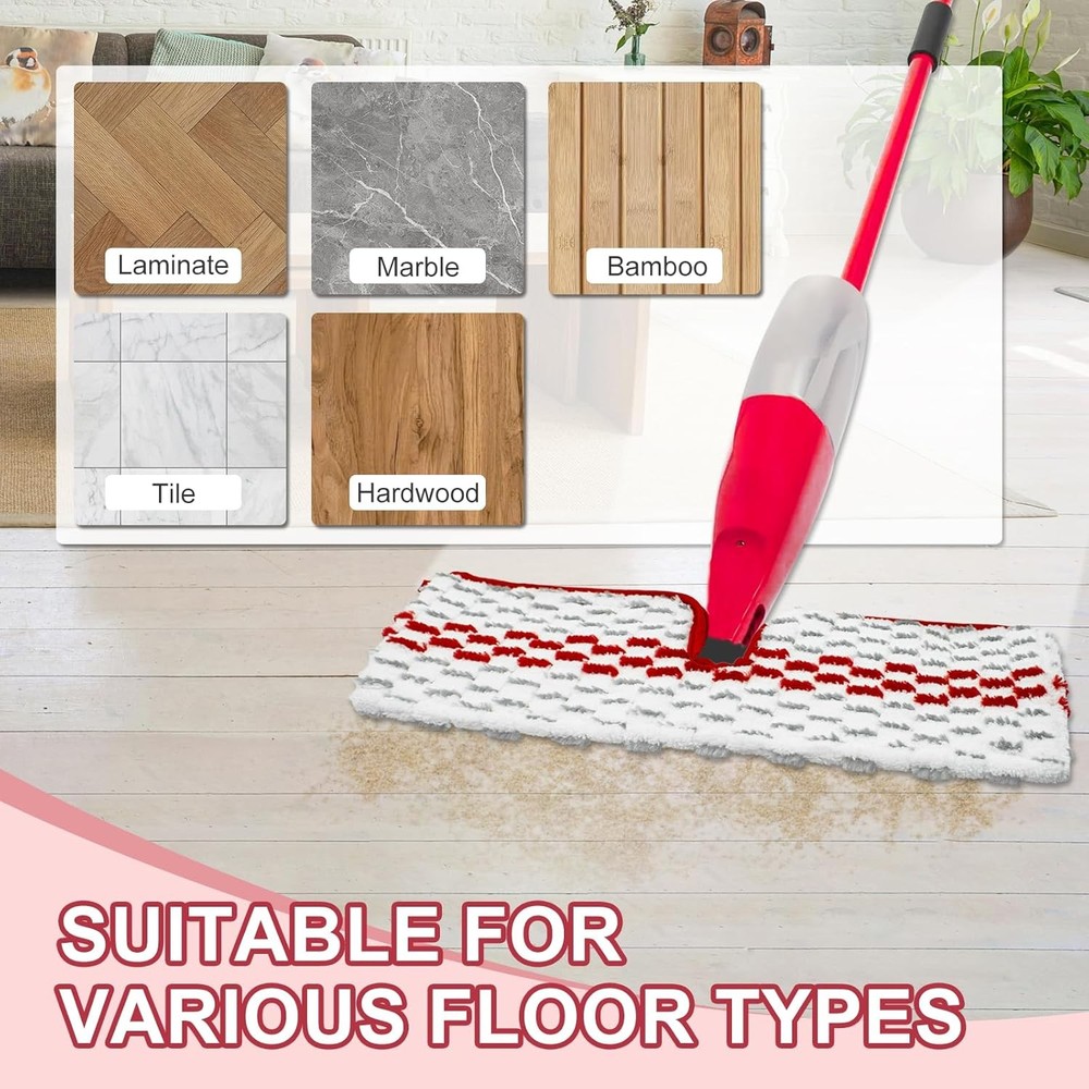 Microfiber Spray Mop Pads - Compatible Double Sided Replace Head for Dry/Wet