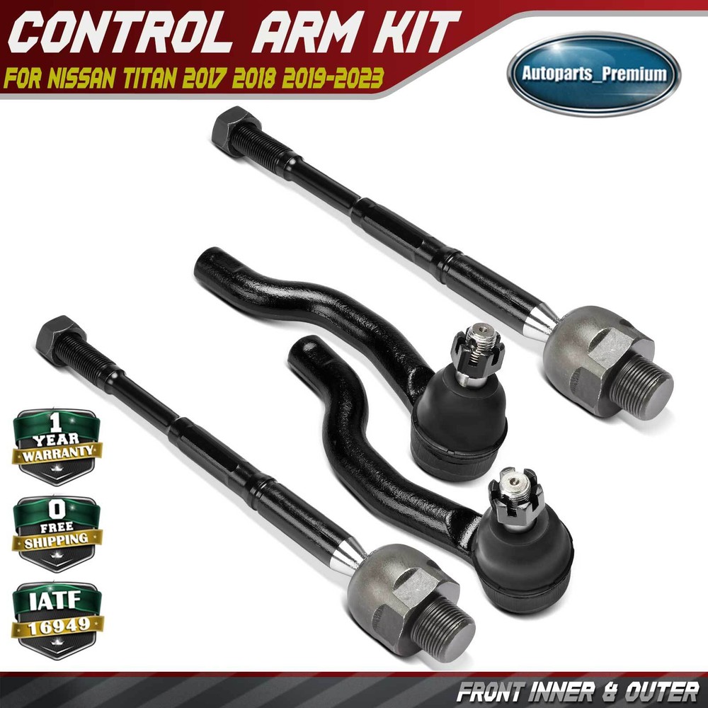 4Pcs Front Outer & Front Inner Steering Tie Rod End for Nissan TITAN 2017-2023