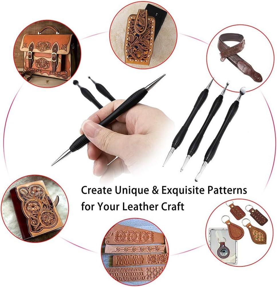 3PCS Leather Craft Modeling Tools Grooving Tools, Leather Embossing Press Spoons