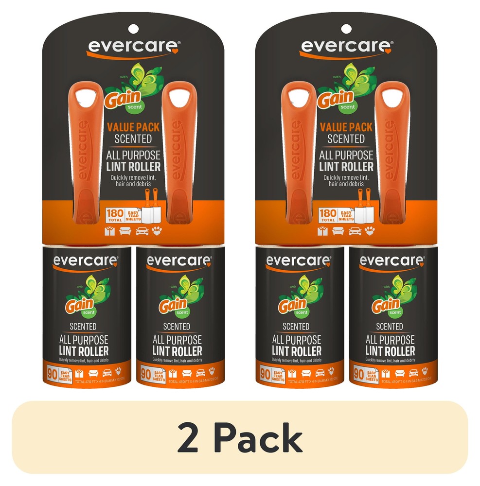 (2 pack) Evercare Gain Scented All-Purpose 90-Layer Lint Roller, 2-Pack