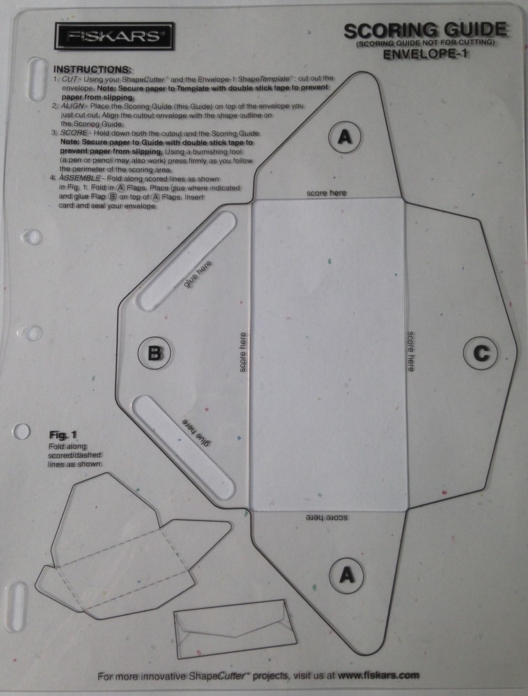 Fiskars Shape Template & Scoring Guide set - Envelope-1 - 4870 - NEW