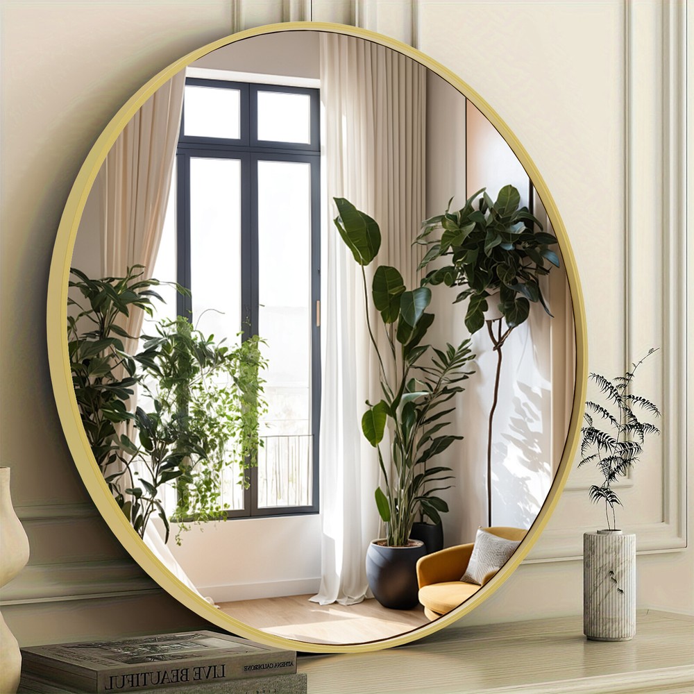 Round Bathroom/Entryway/Bedroom Wall Mirror - Circular Design