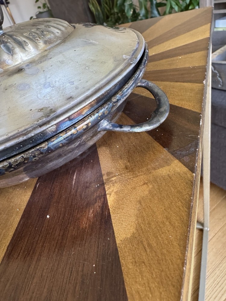 Silver Plated Serving Bowl With Lid - 8” Diameter.