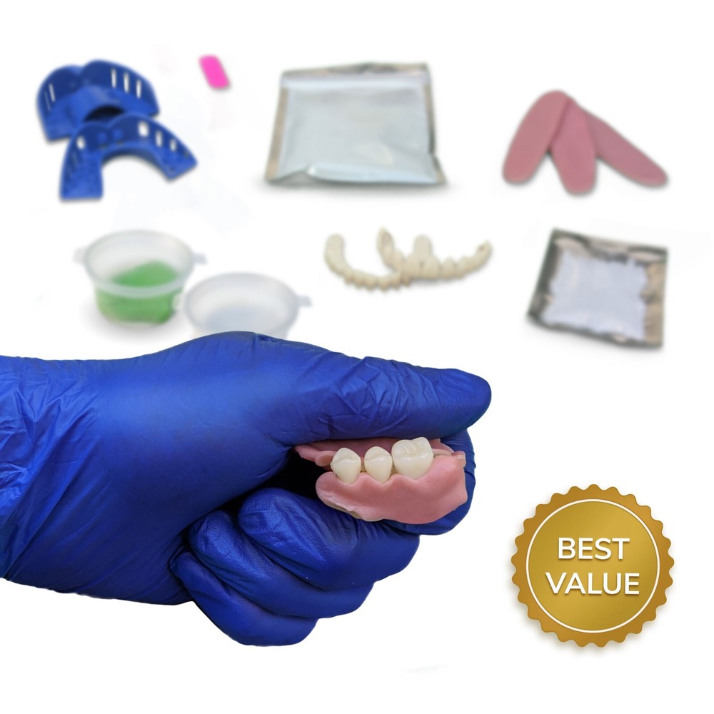 Premium DIY Denture Kit with Impression | Full Partial Flipper Upper Lower Teeth