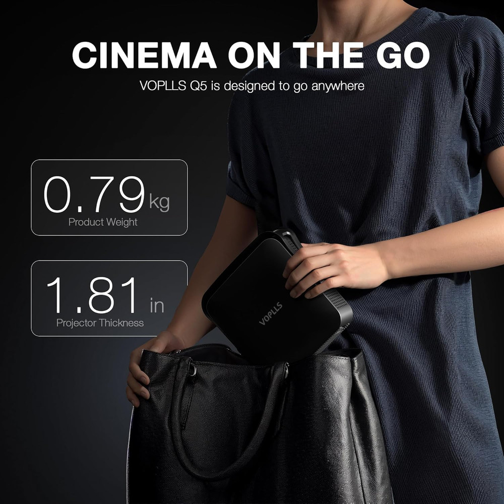 【Officially-Licensed APP & Native 1080P】Thinnest 1.81" Smart Mini Projector with