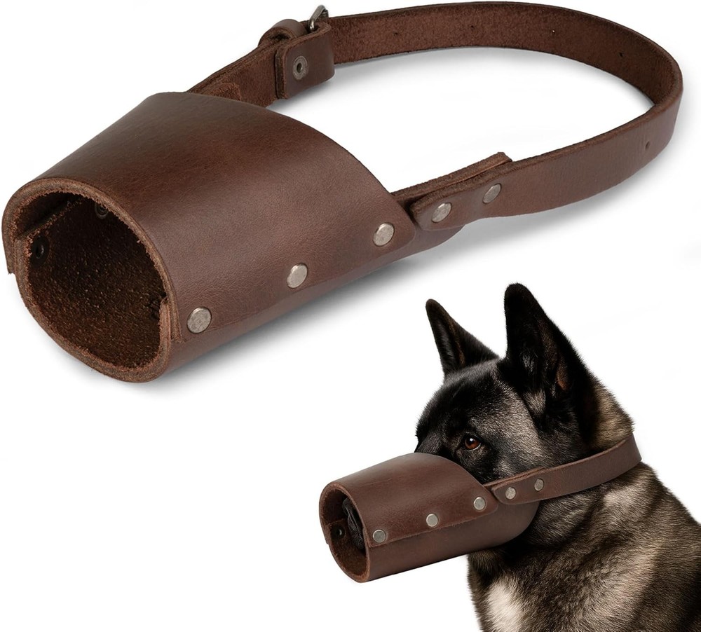 Leather Dog Muzzle Guard Handmade from Full Grain Leather Secure Training Cover