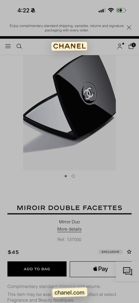 Chanel Mirror Duo Compact Double Facette Makeup Mirror Black