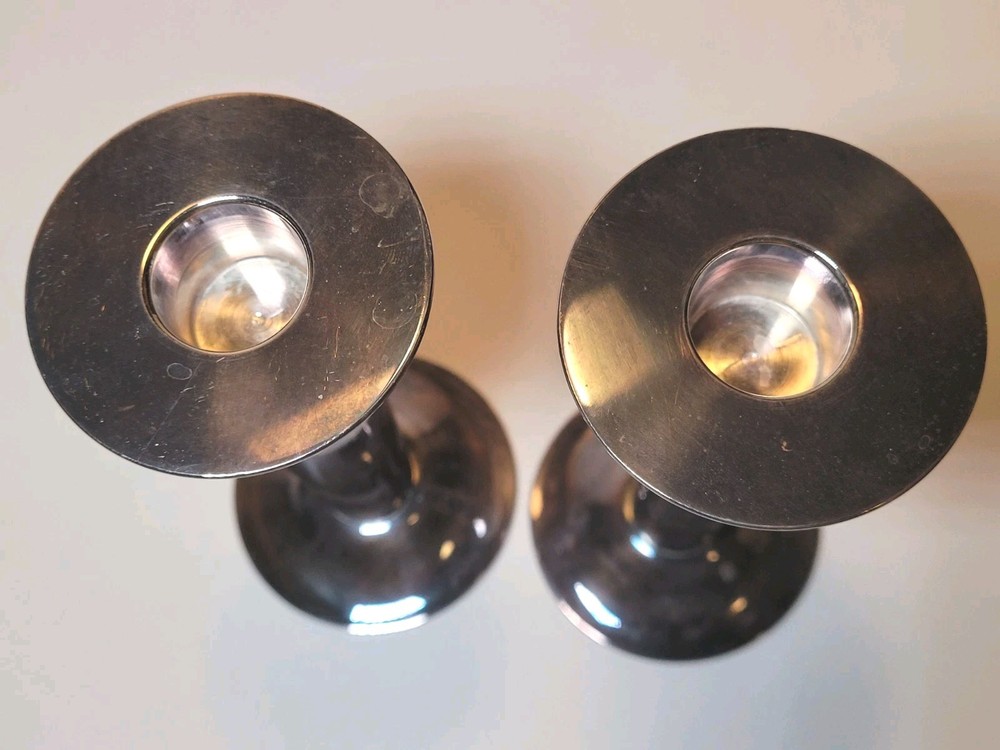 Swid Powell Pair Candlesticks Silverplate Italy Pre Owned 6"