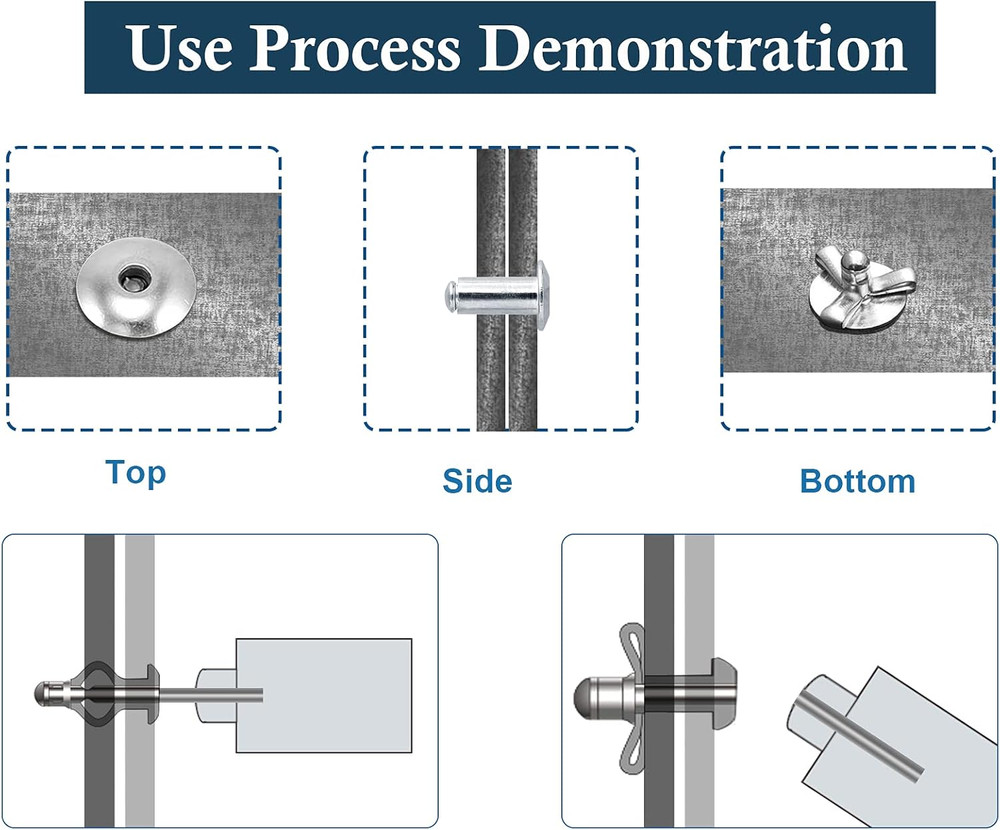 5/32" X 3/4" Trifold Exploding Pop Rivets, Solid Aluminum Tri Grip Rivets Bulb S