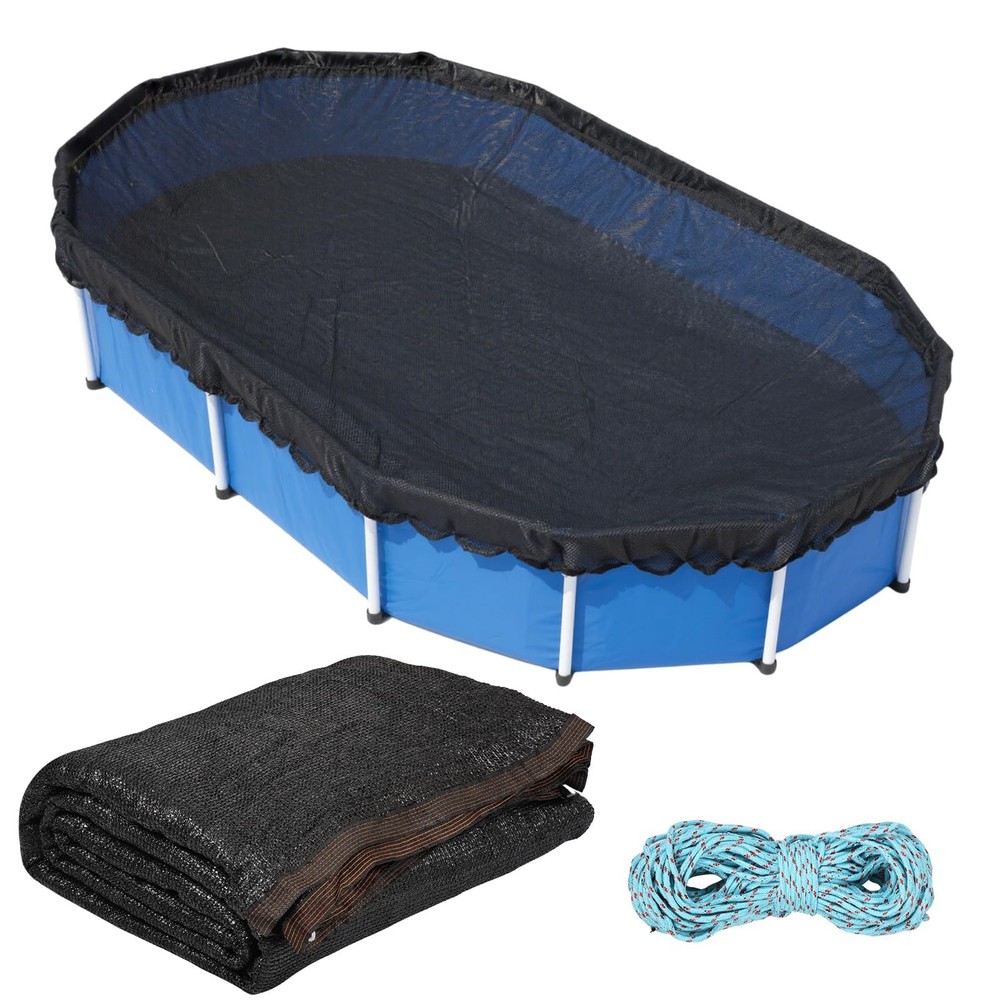 10' x 16' Oval Pool Leaf Net Cover with String, Oval Winter Mesh Pool Cover L...