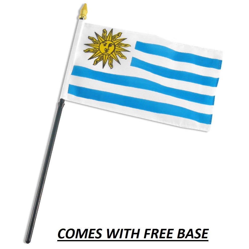 URUGUAY  FLAG DESK SET WITH BASE 4x6 INCHES - TABLE STICK FLAG