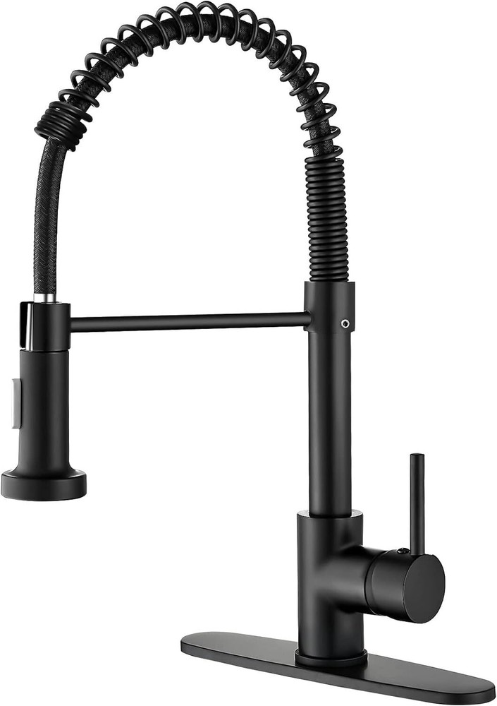 Black Kitchen Faucet with Pull Down Sprayer Single Handle Pull Out Spring Faucet