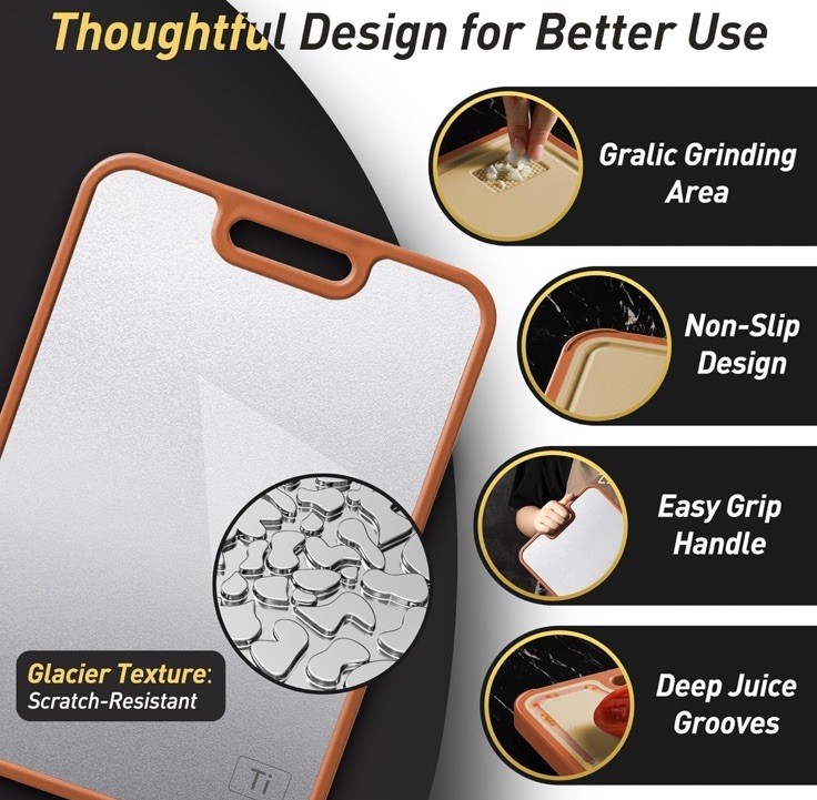 Socisen Titanium Double Sided Cutting Board (Orange)