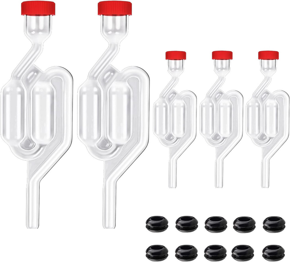 5Pack Fermentation Airlock,Twin Bubble Fermenting Improved High Transparency S S