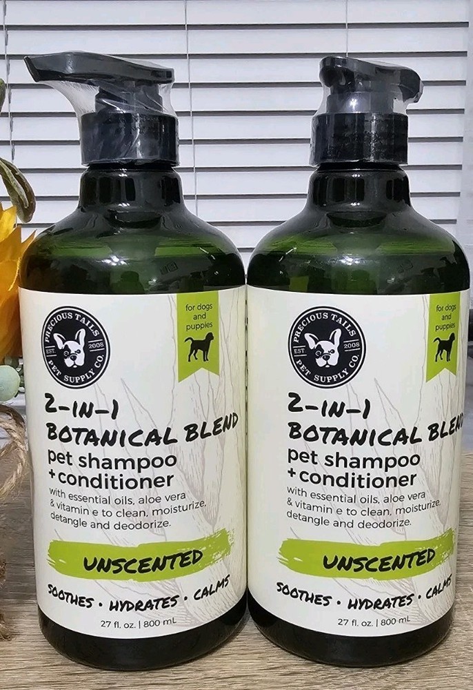 PRECIOUS TAILS ~ BOTANICAL BLEND Calm PET SHAMPOO + CONDITIONER Unscented 2pack