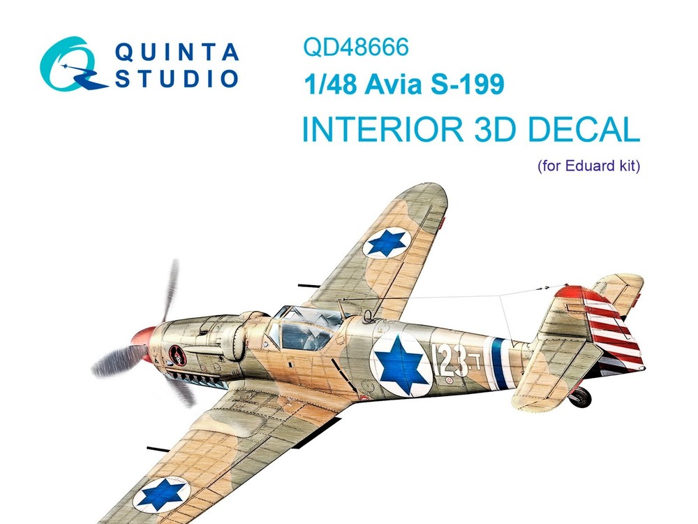 Quinta Studio 1/48 Avia S-199 3D Interior Cockpit Colored Decals Eduard