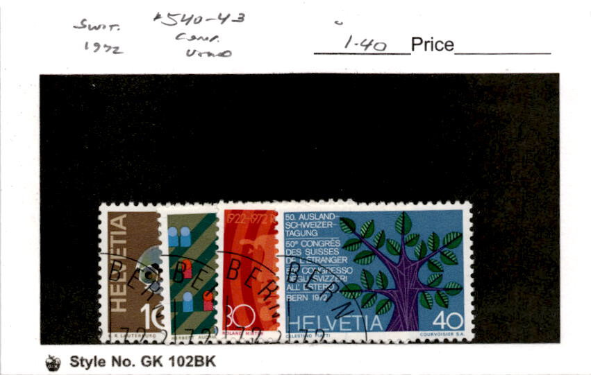 Switzerland, Postage Stamp, #540-543 Used, 1972  (AC)