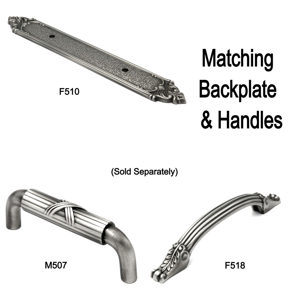 Antique Pewter Solid Brass 3"cc Handle Pull Backplate F510 Keeler Richelieu