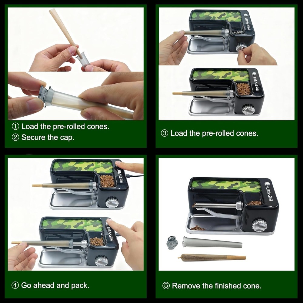Cigarette Rolling Machine, Automatic USB-C & Battery Powered, Adjustable Density