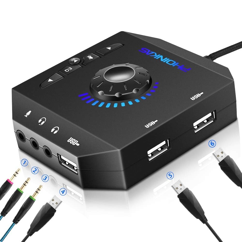 T10 External Sound Card USB Audio Adapter PC Windows Mac Linux Stereo 3.5mm