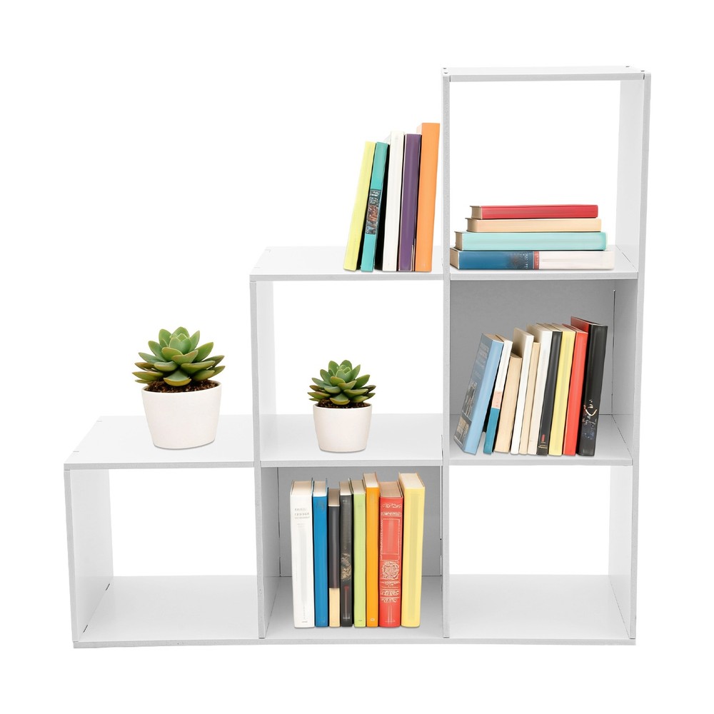 L-Shaped 6-Cube Storage Bookcase, Modern Design for Home & Office