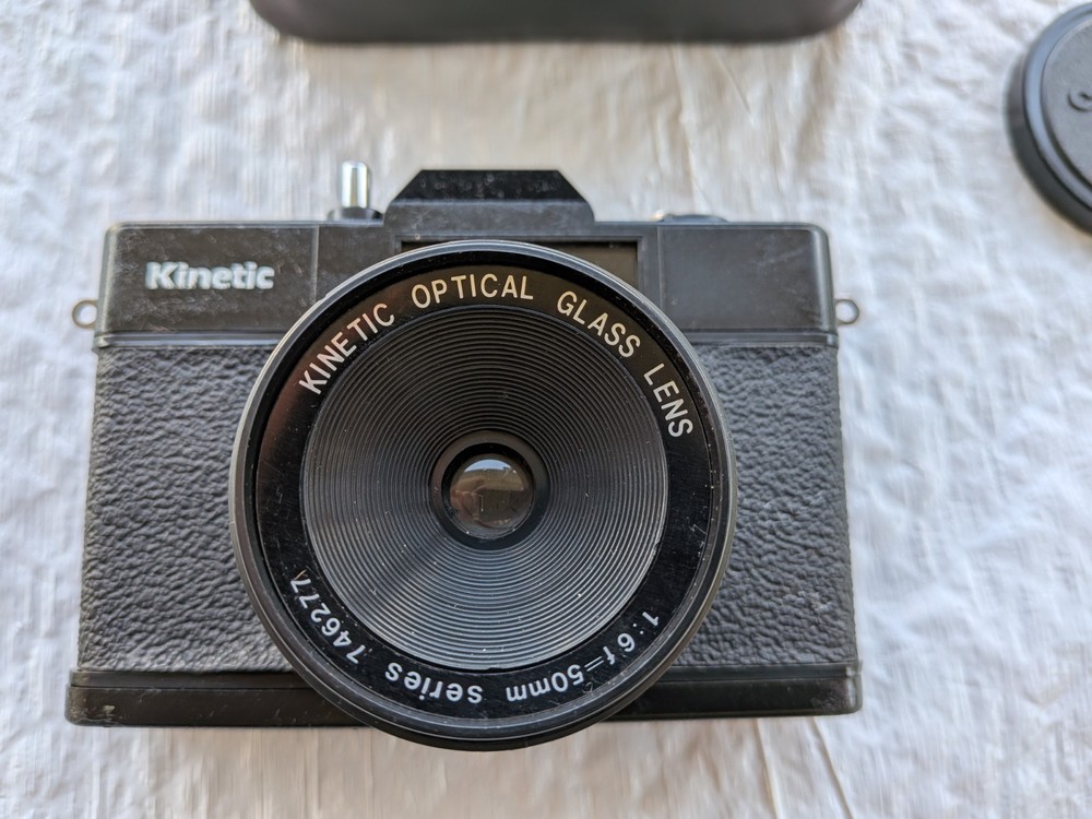 Kinetic 35mm Camera w/ 50 mm Lens, Case. Untested