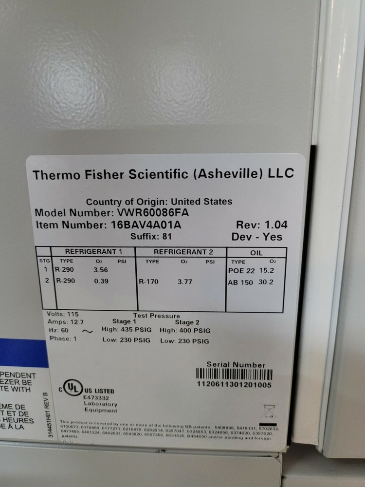 VWR ULTRA LOW TEMPERATURE FREEZER -86°C 600 Box Capacity