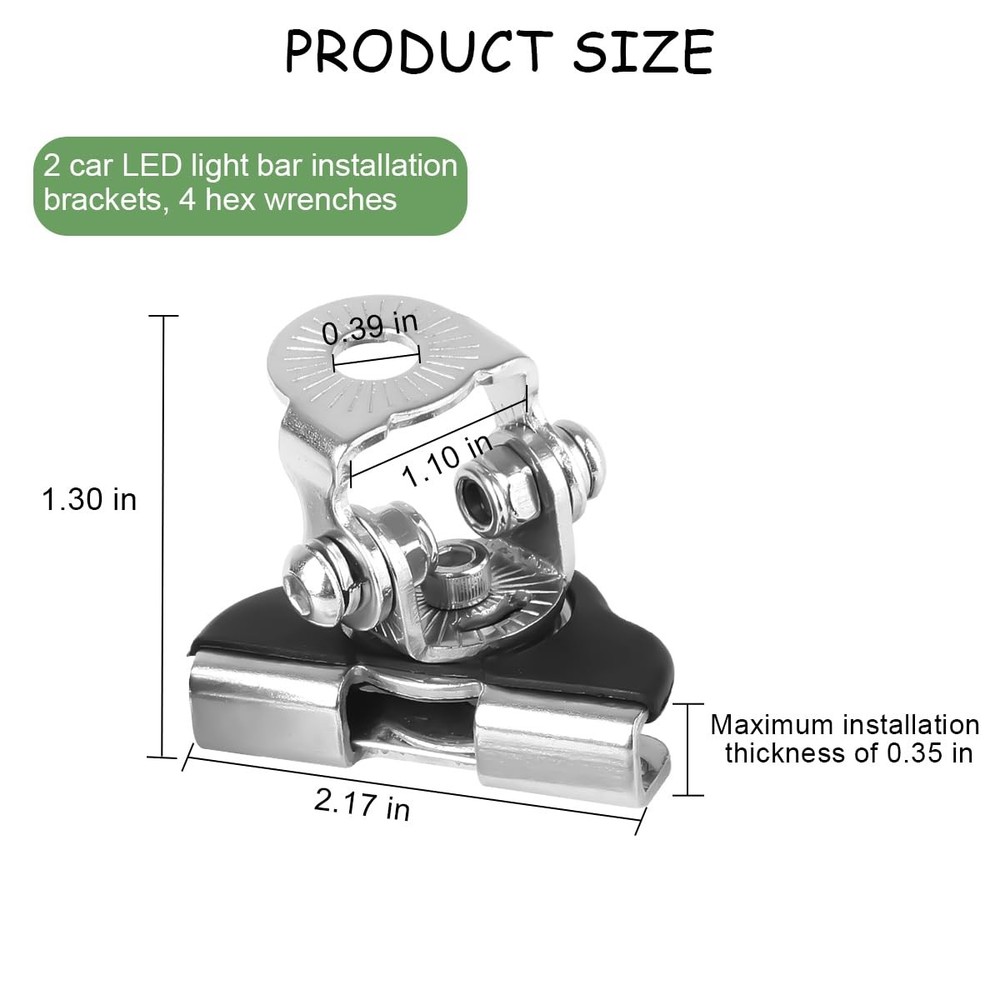 Osilly Car LED Light Bar Mounting Bracket, 2PCS Adjustable Black/Silver