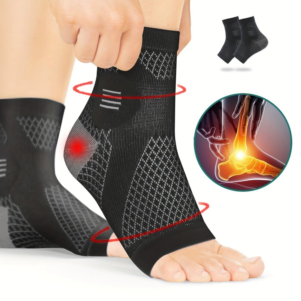 1 Pair Ankle Compression Socks Open Toe Arch Support Foot Sleeves ✅