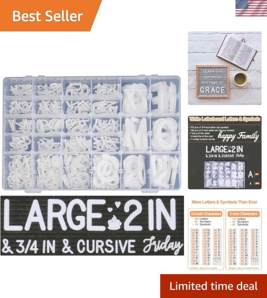 Creative Extra White Letter Set - 559 Pre-Cut Plastic Letters for Felt Boards