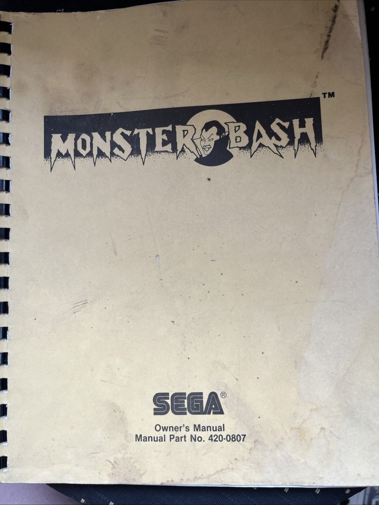 Sega Monster Bash Owners Manual 1982