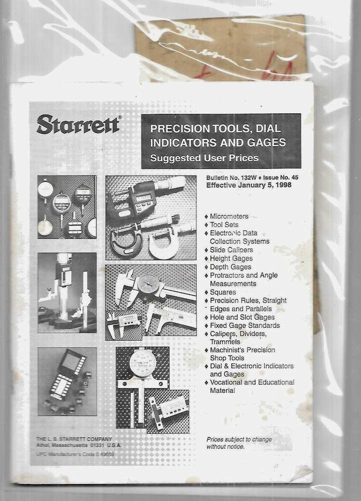Starrett Precision Tools, Dial Indicators and Gages Suggested User Prices 2001