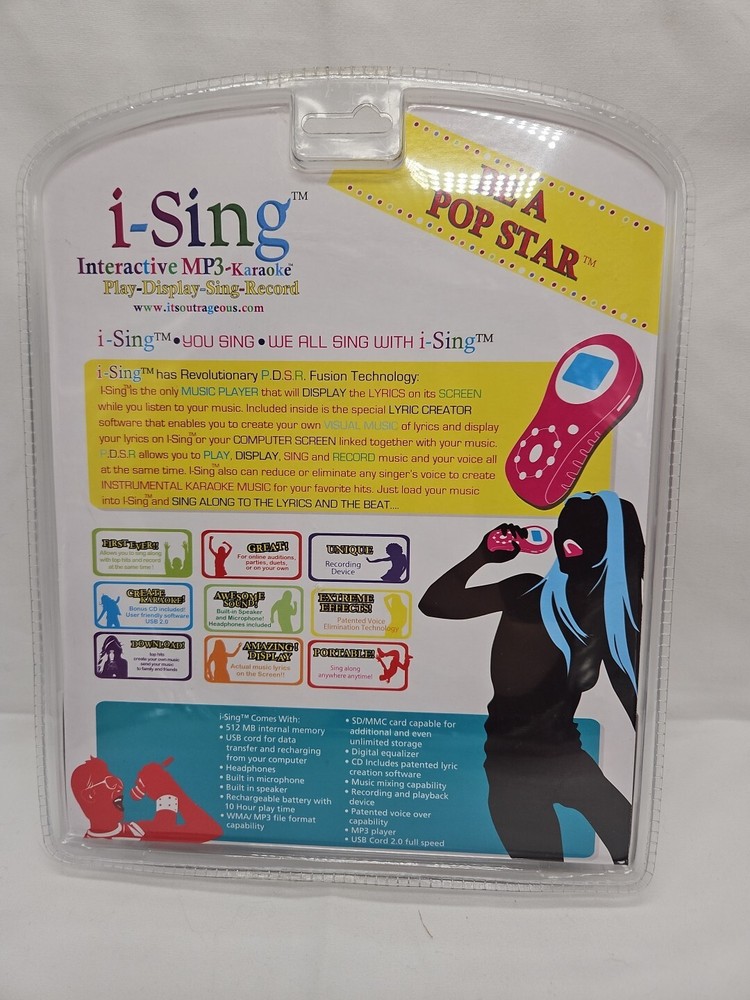 I-Sing Interactive MP3 Karaoke Player CD Software Outrageous! Cellavision NEW